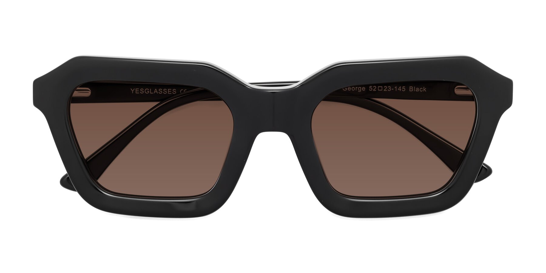 Folded Front of George in Black with Brown Tinted Lenses