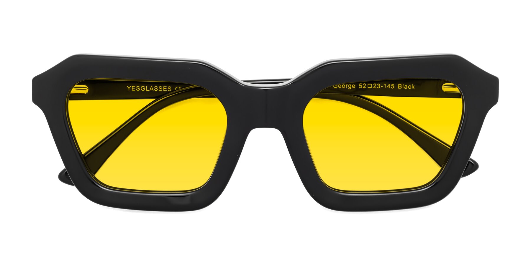 Folded Front of George in Black with Yellow Tinted Lenses