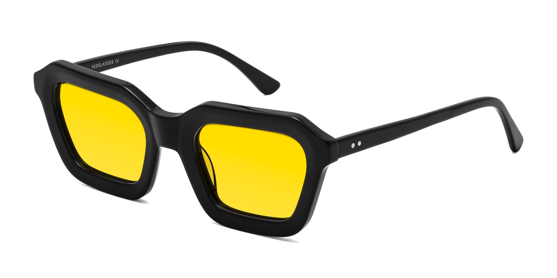 Angle of George in Black with Yellow Tinted Lenses