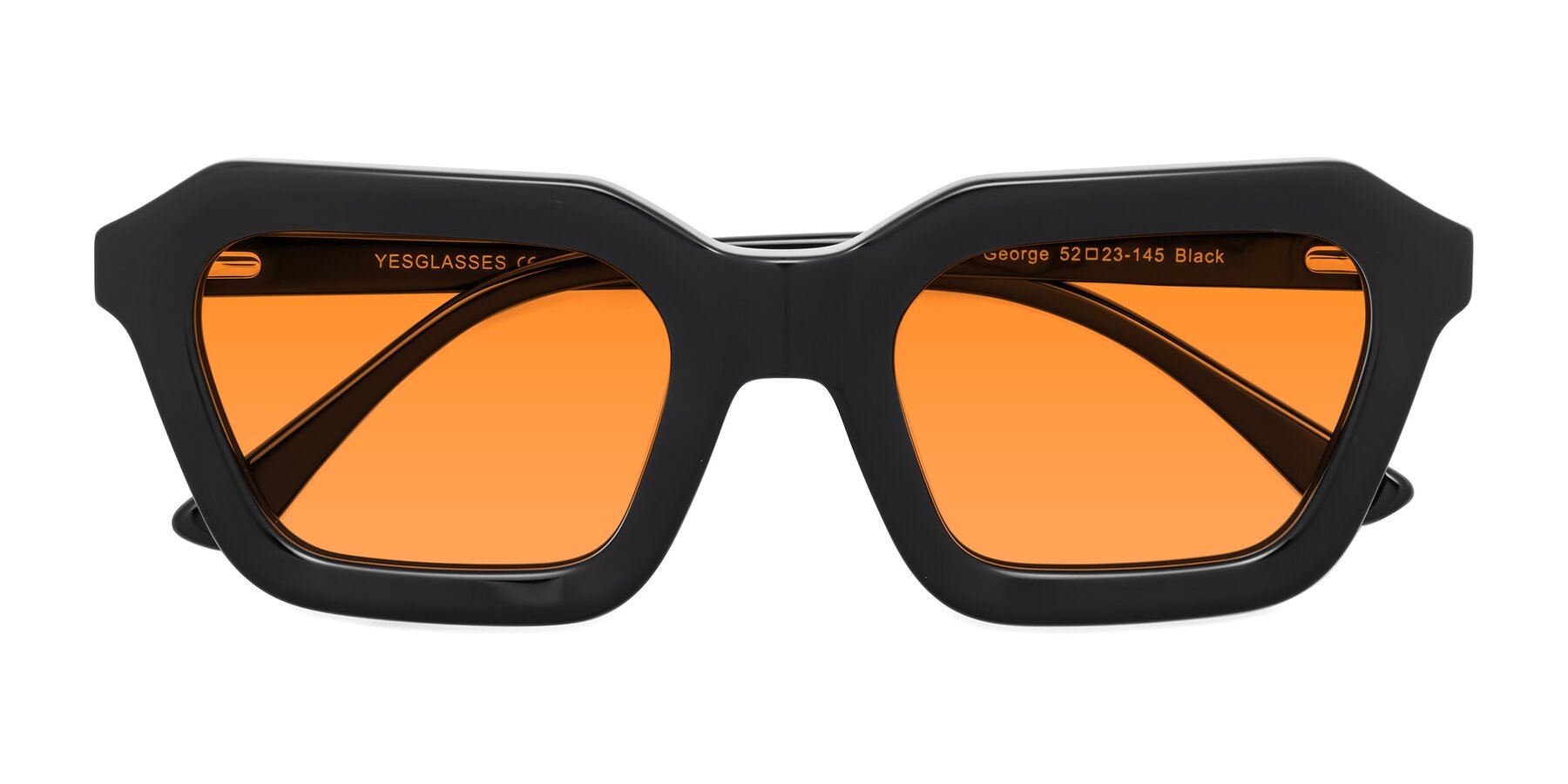 Folded Front of George in Black with Orange Tinted Lenses