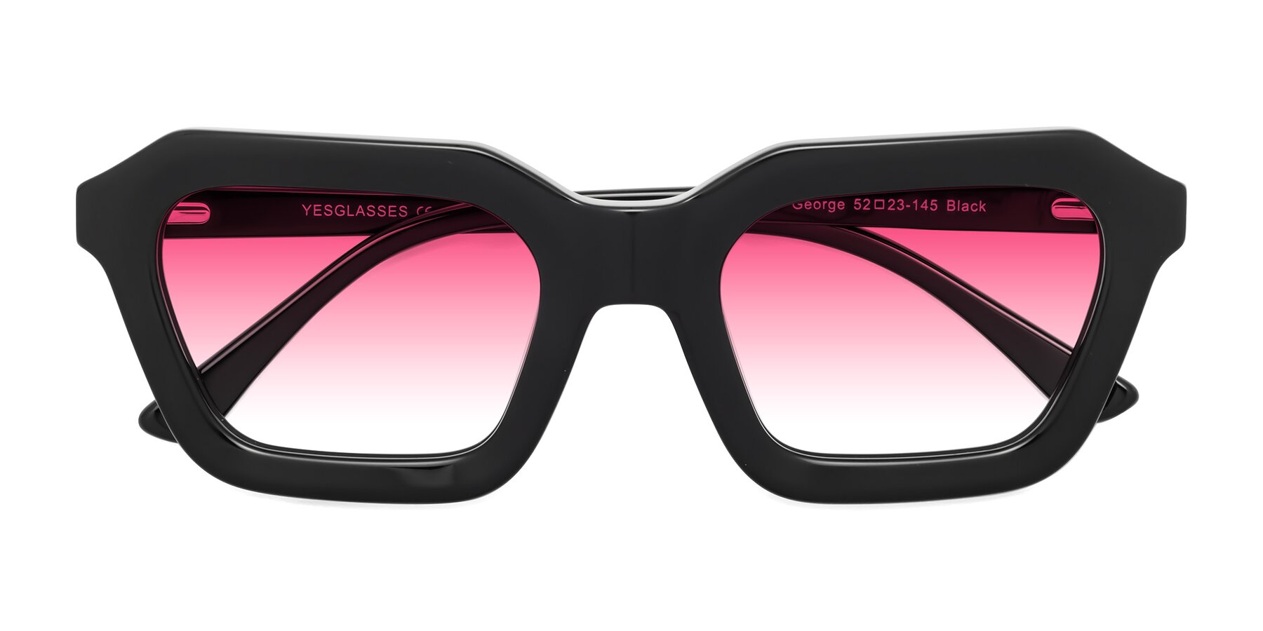 Folded Front of George in Black with Pink Gradient Lenses