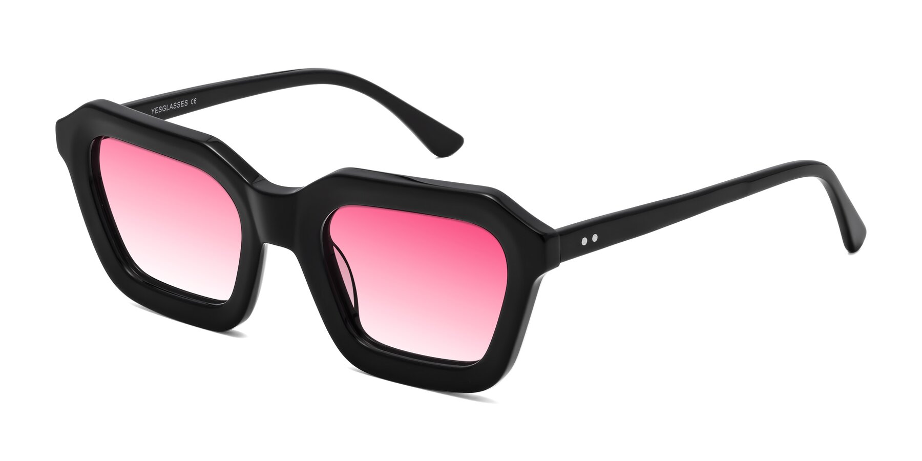 Angle of George in Black with Pink Gradient Lenses