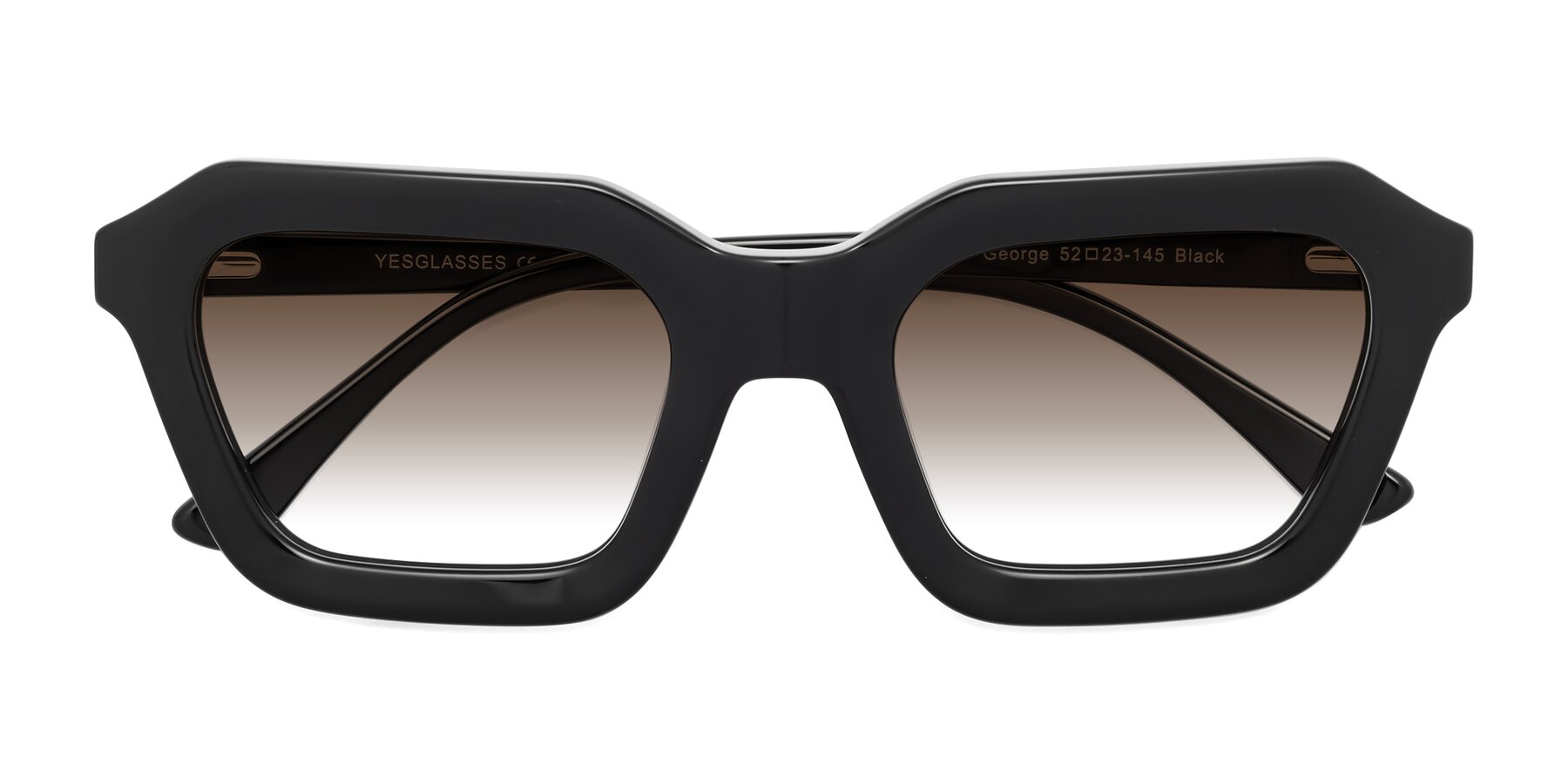 Folded Front of George in Black with Brown Gradient Lenses
