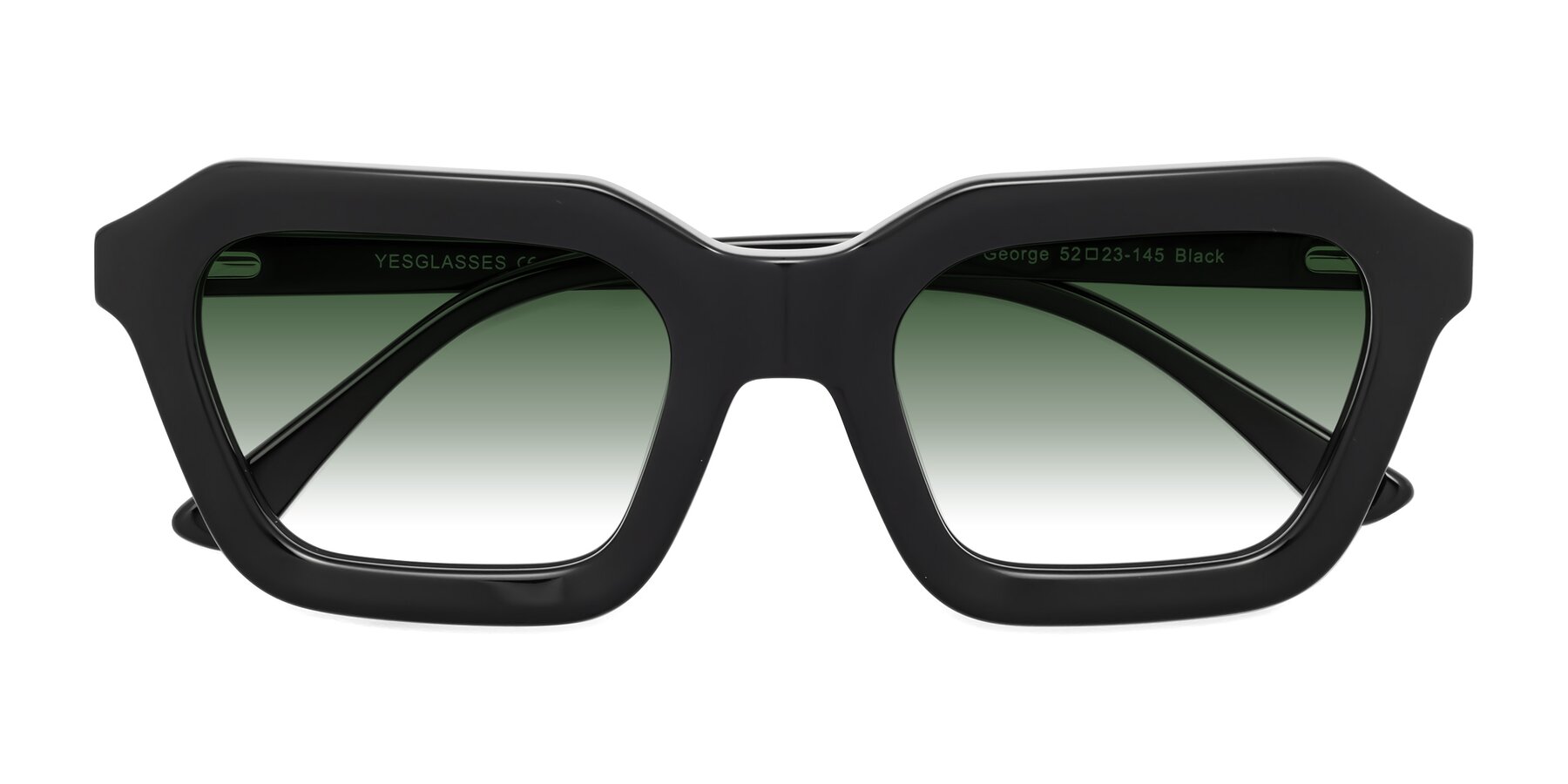 Folded Front of George in Black with Green Gradient Lenses