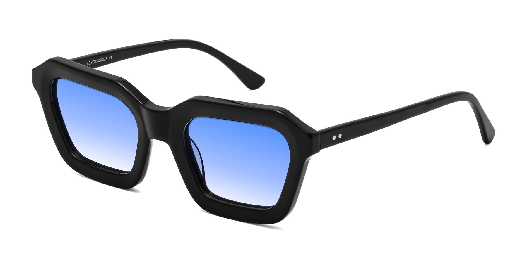 Angle of George in Black with Blue Gradient Lenses