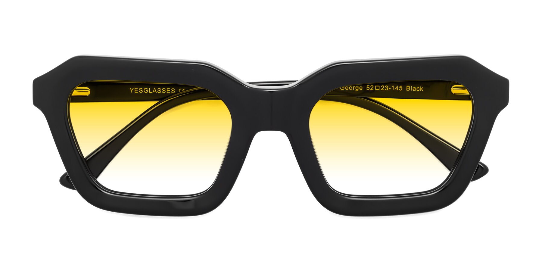 Folded Front of George in Black with Yellow Gradient Lenses