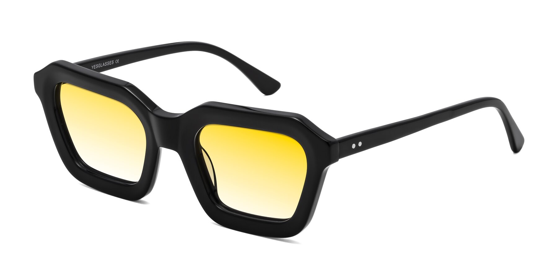 Angle of George in Black with Yellow Gradient Lenses