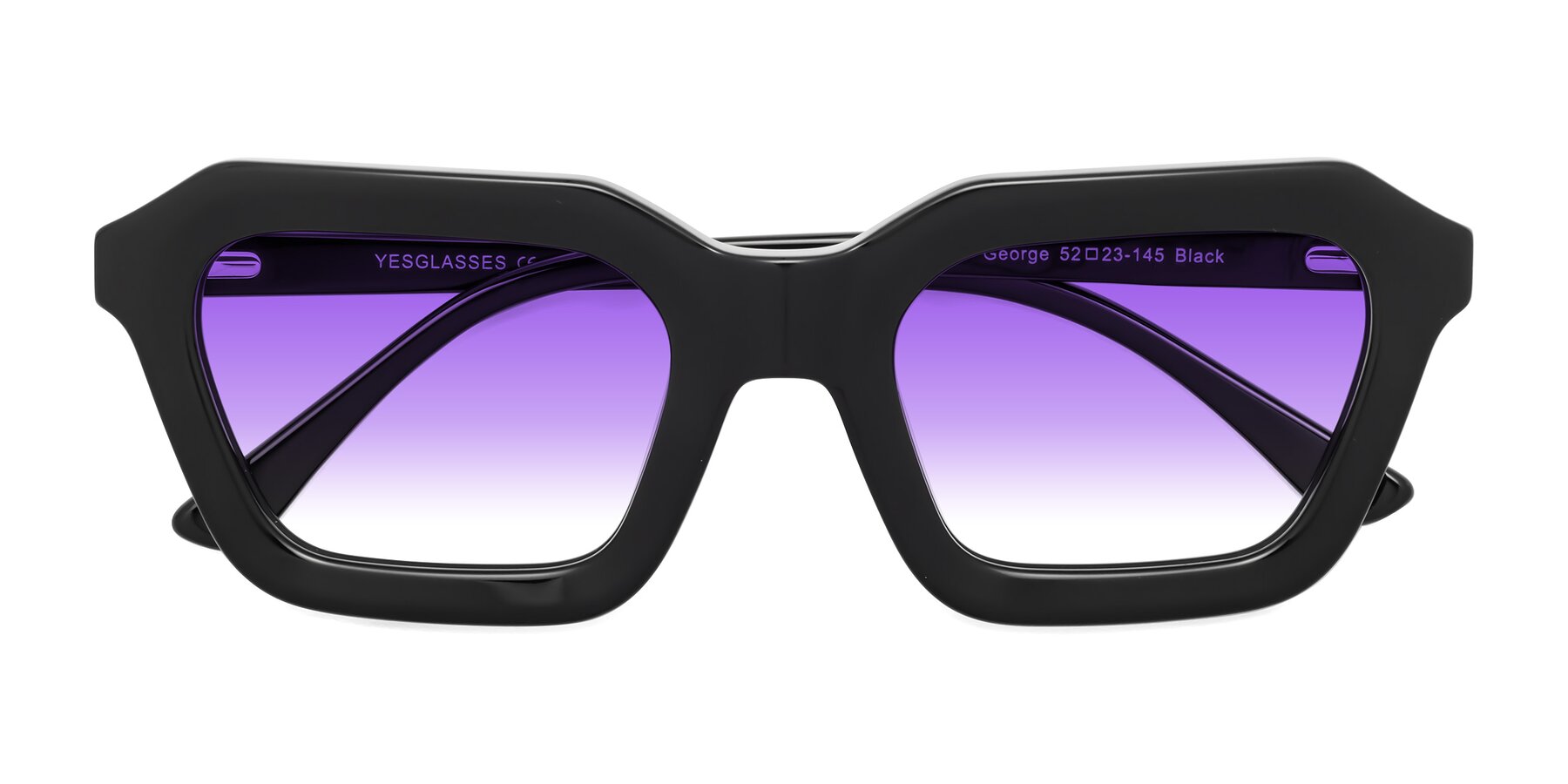 Folded Front of George in Black with Purple Gradient Lenses