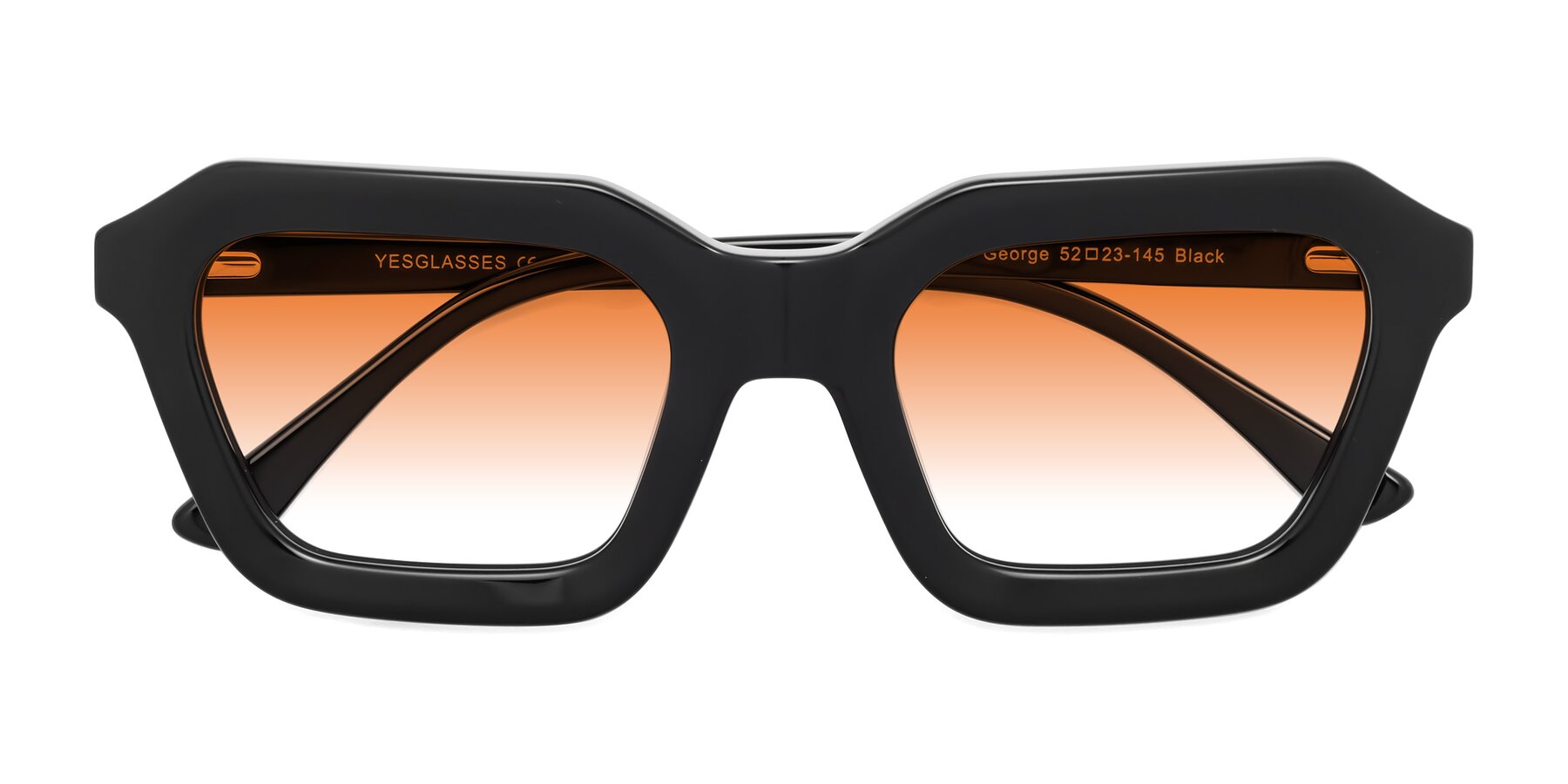 Folded Front of George in Black with Orange Gradient Lenses