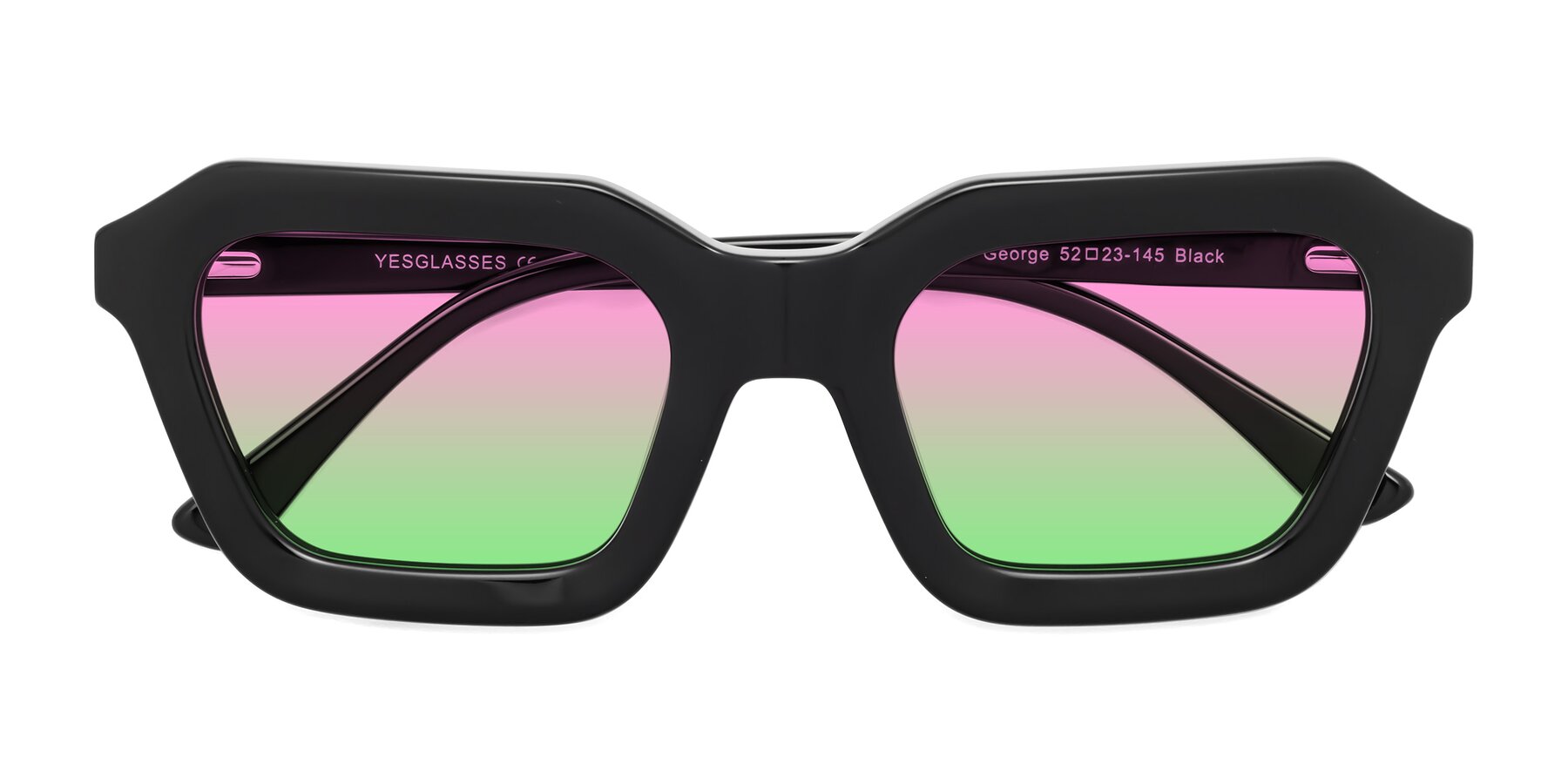 Folded Front of George in Black with Pink / Green Gradient Lenses