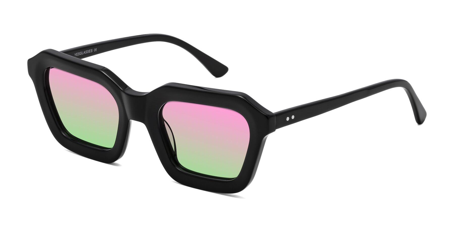 Angle of George in Black with Pink / Green Gradient Lenses