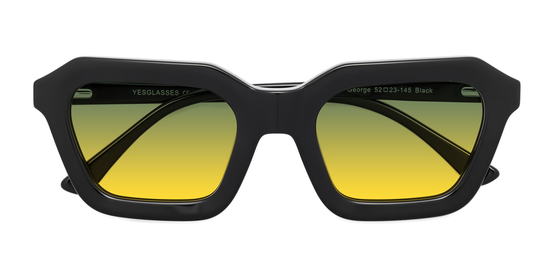 Folded Front of George in Black with Green / Yellow Gradient Lenses