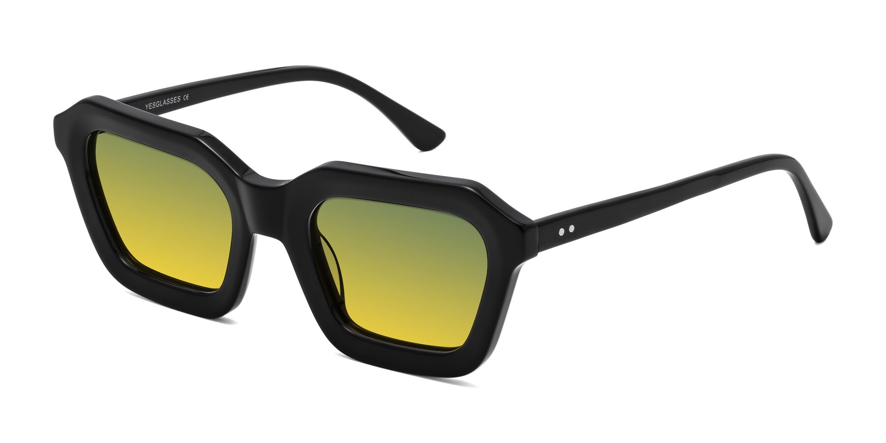 Angle of George in Black with Green / Yellow Gradient Lenses