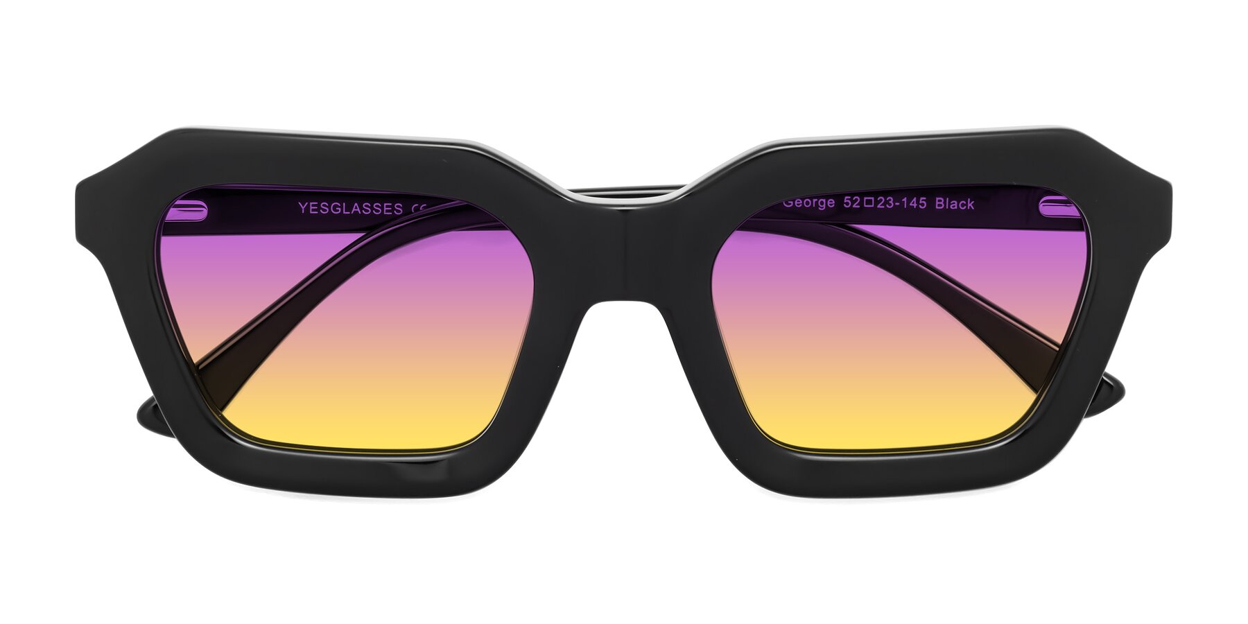 Folded Front of George in Black with Purple / Yellow Gradient Lenses