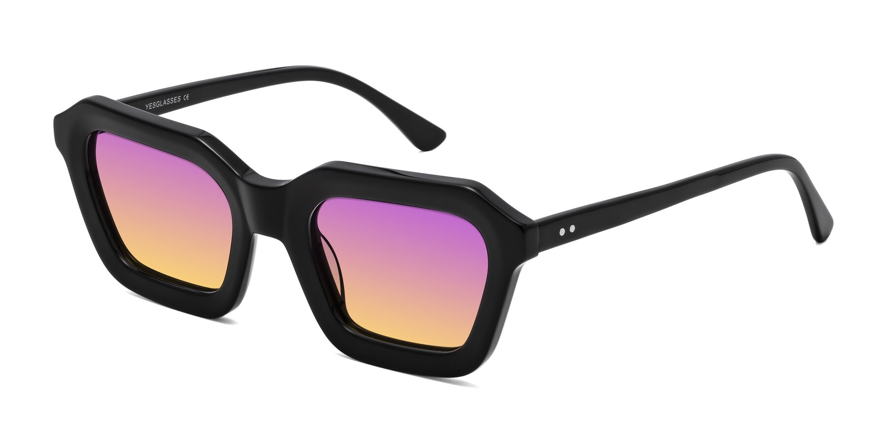 Angle of George in Black with Purple / Yellow Gradient Lenses