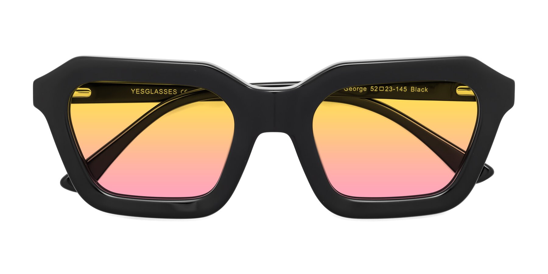Folded Front of George in Black with Yellow / Pink Gradient Lenses
