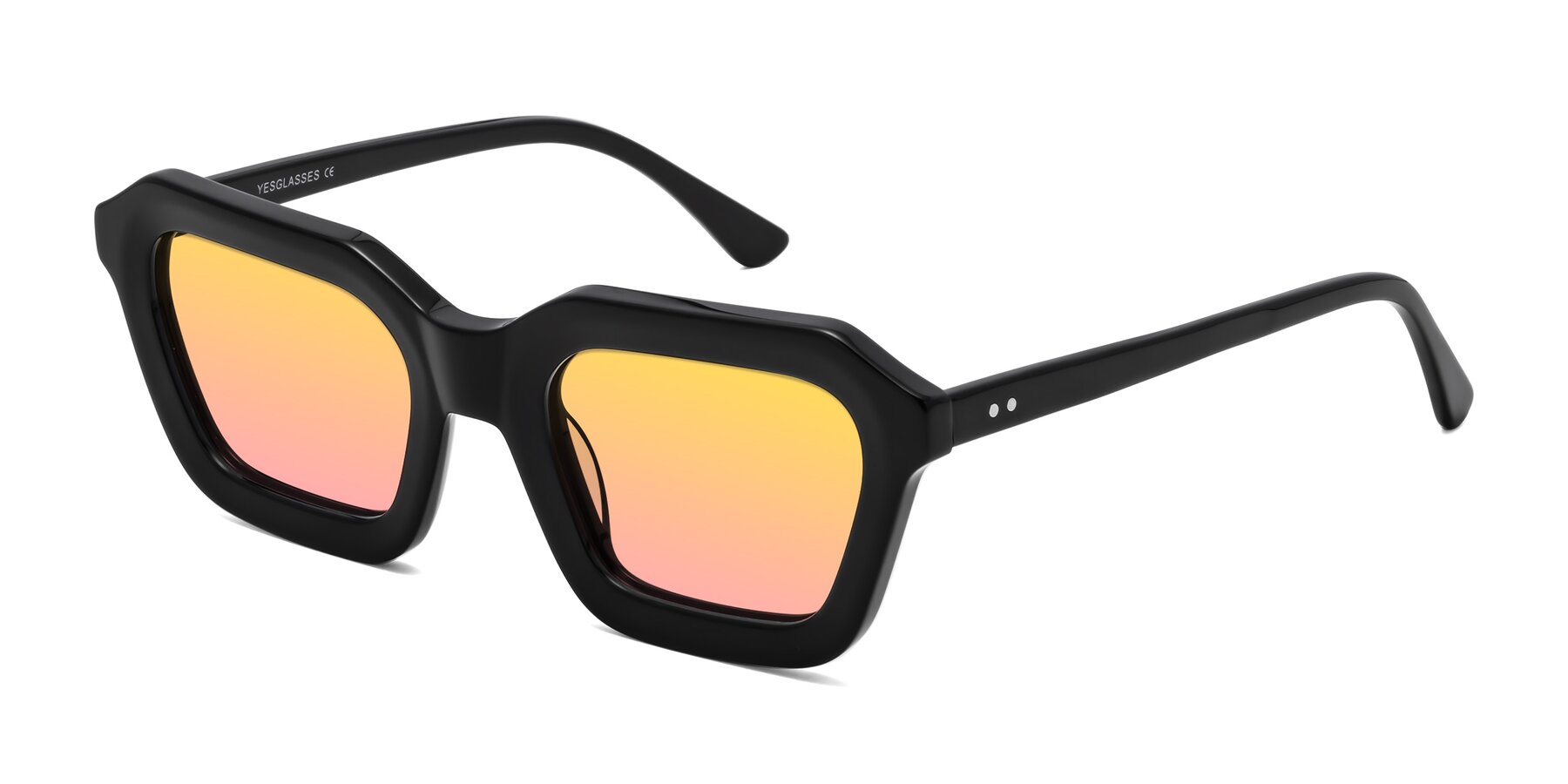 Angle of George in Black with Yellow / Pink Gradient Lenses