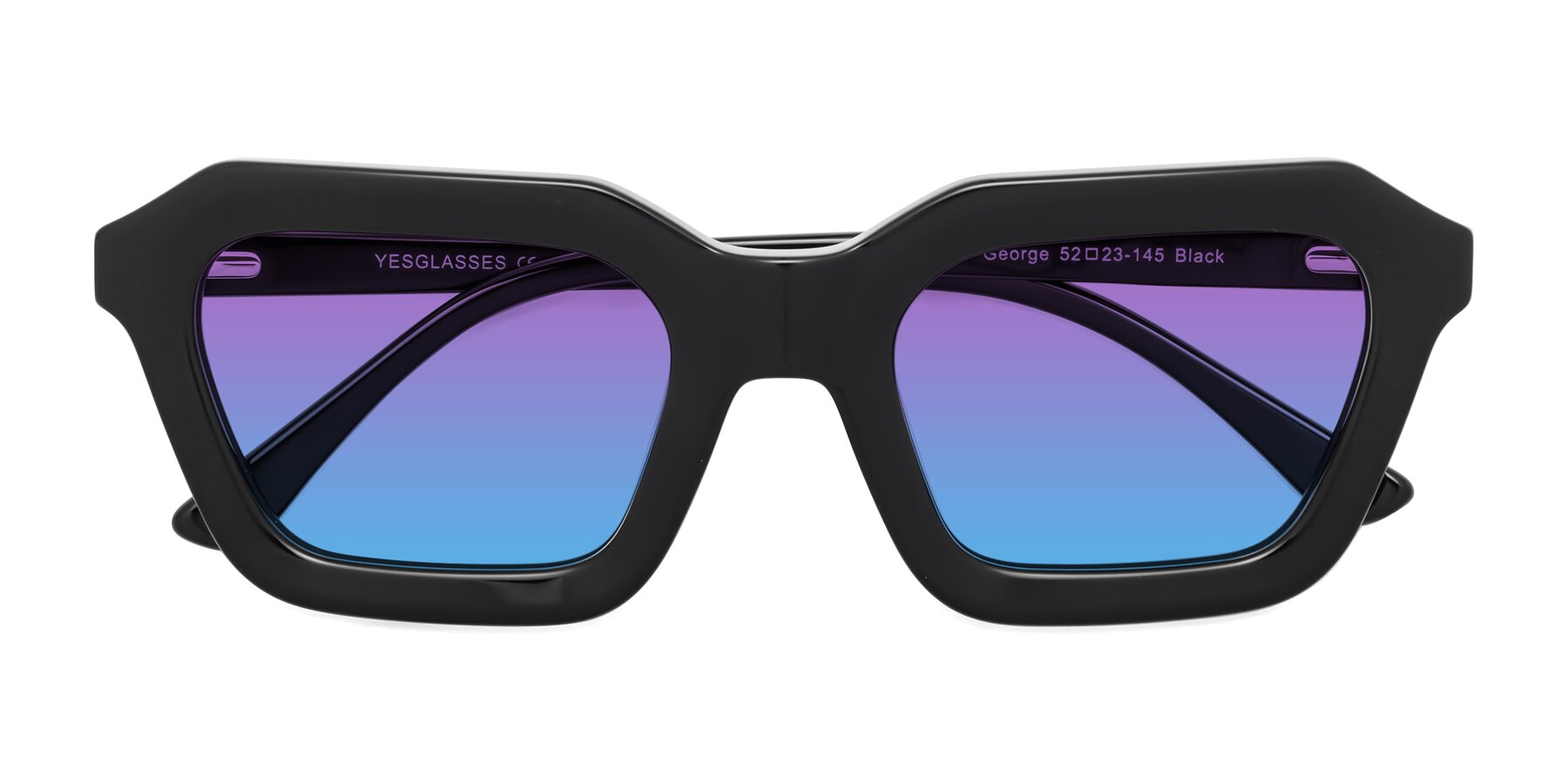 Folded Front of George in Black with Purple / Blue Gradient Lenses