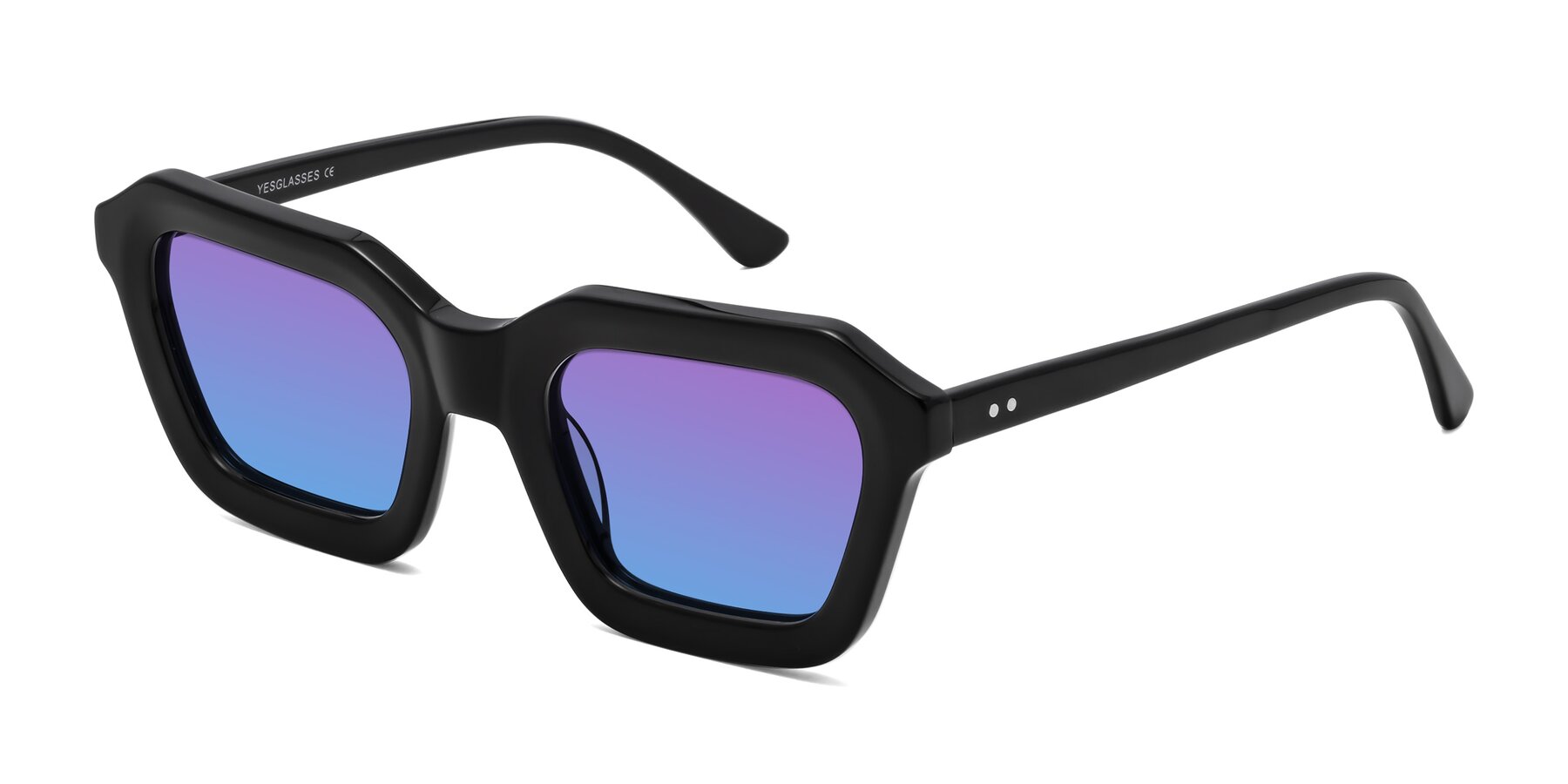 Angle of George in Black with Purple / Blue Gradient Lenses