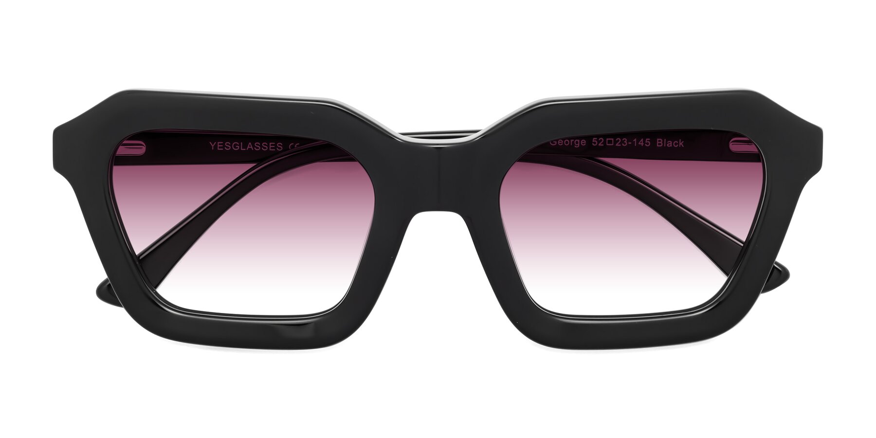 Folded Front of George in Black with Wine Gradient Lenses