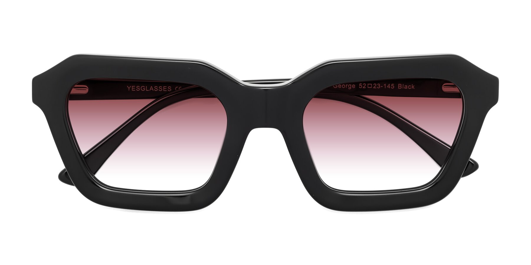 Folded Front of George in Black with Garnet Gradient Lenses