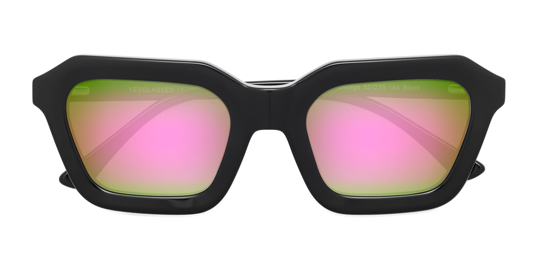 Folded Front of George in Black with Pink Mirrored Lenses