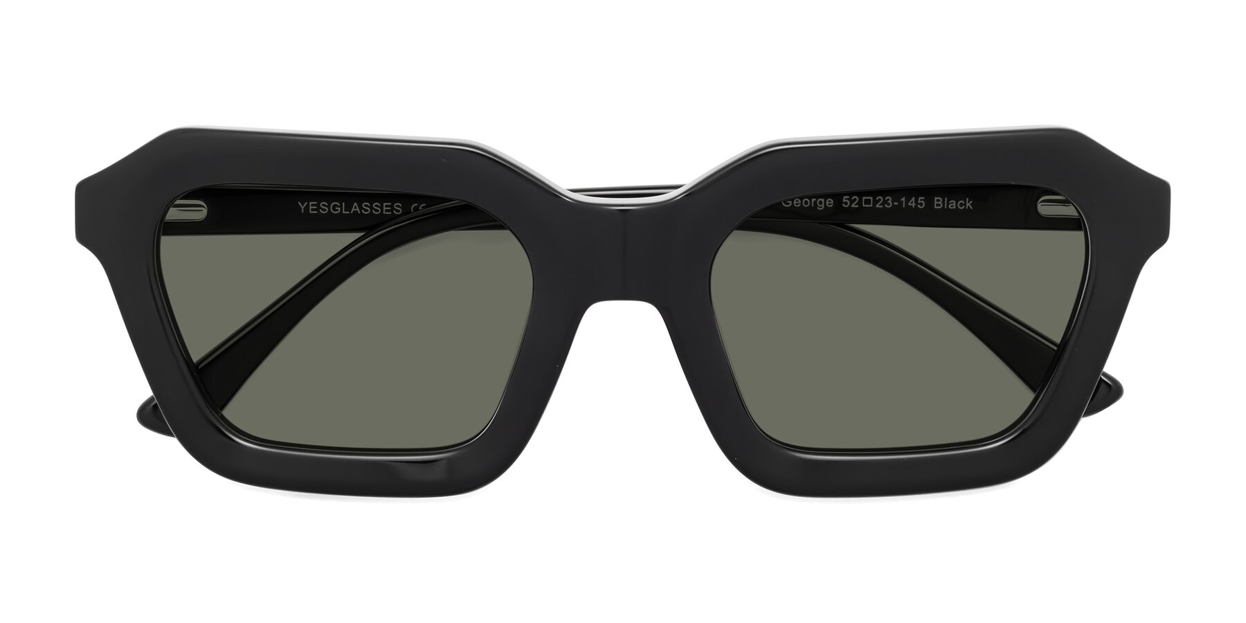 Folded Front of George in Black with Gray Polarized Lenses