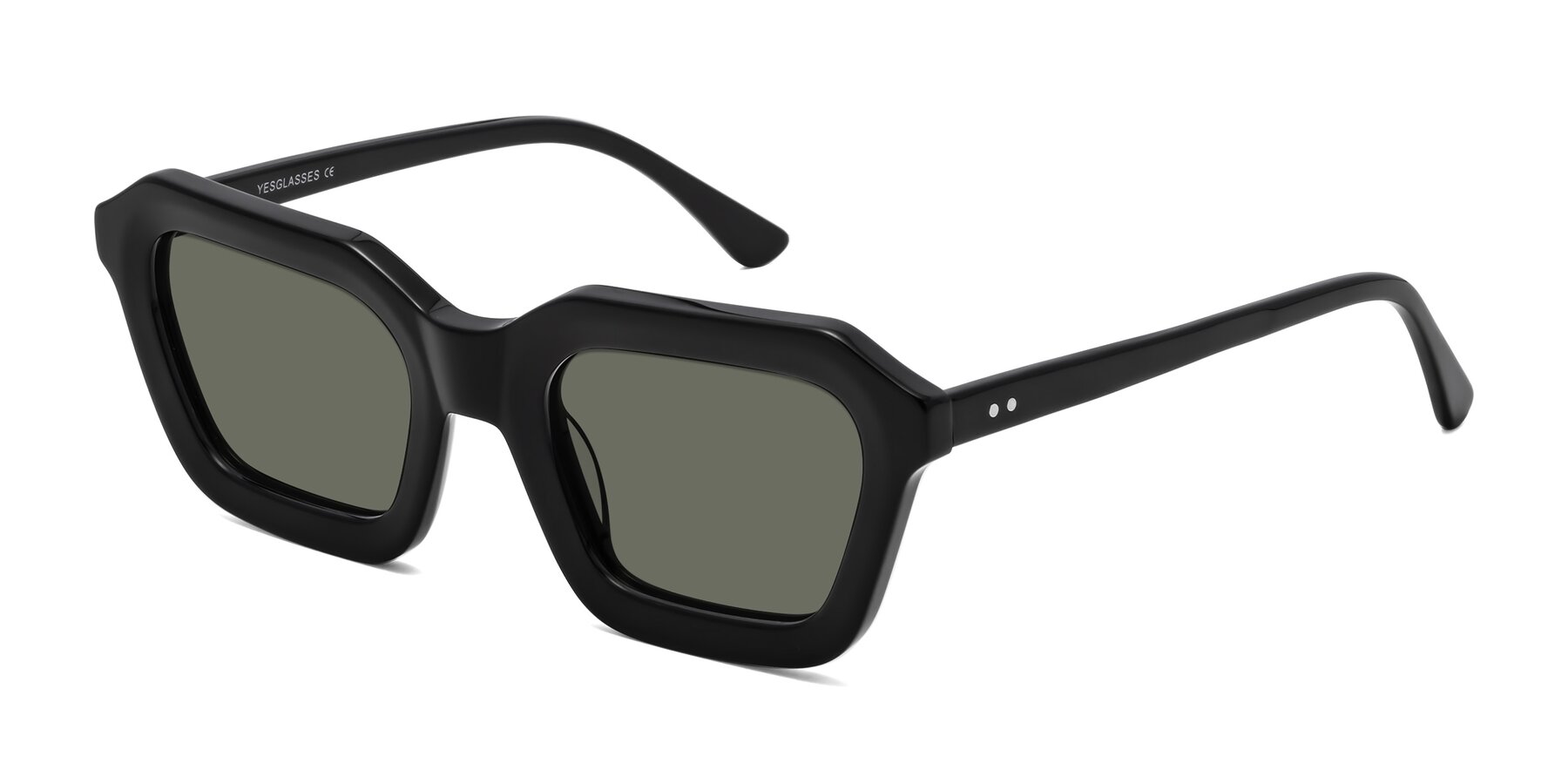 Angle of George in Black with Gray Polarized Lenses