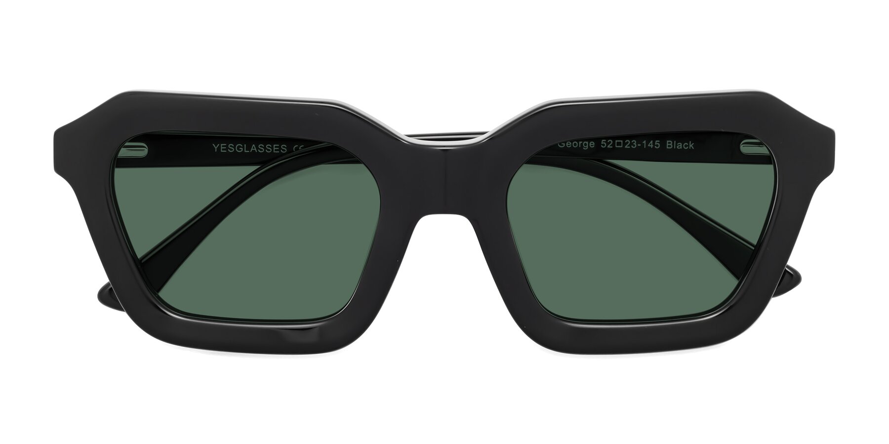 Folded Front of George in Black with Green Polarized Lenses