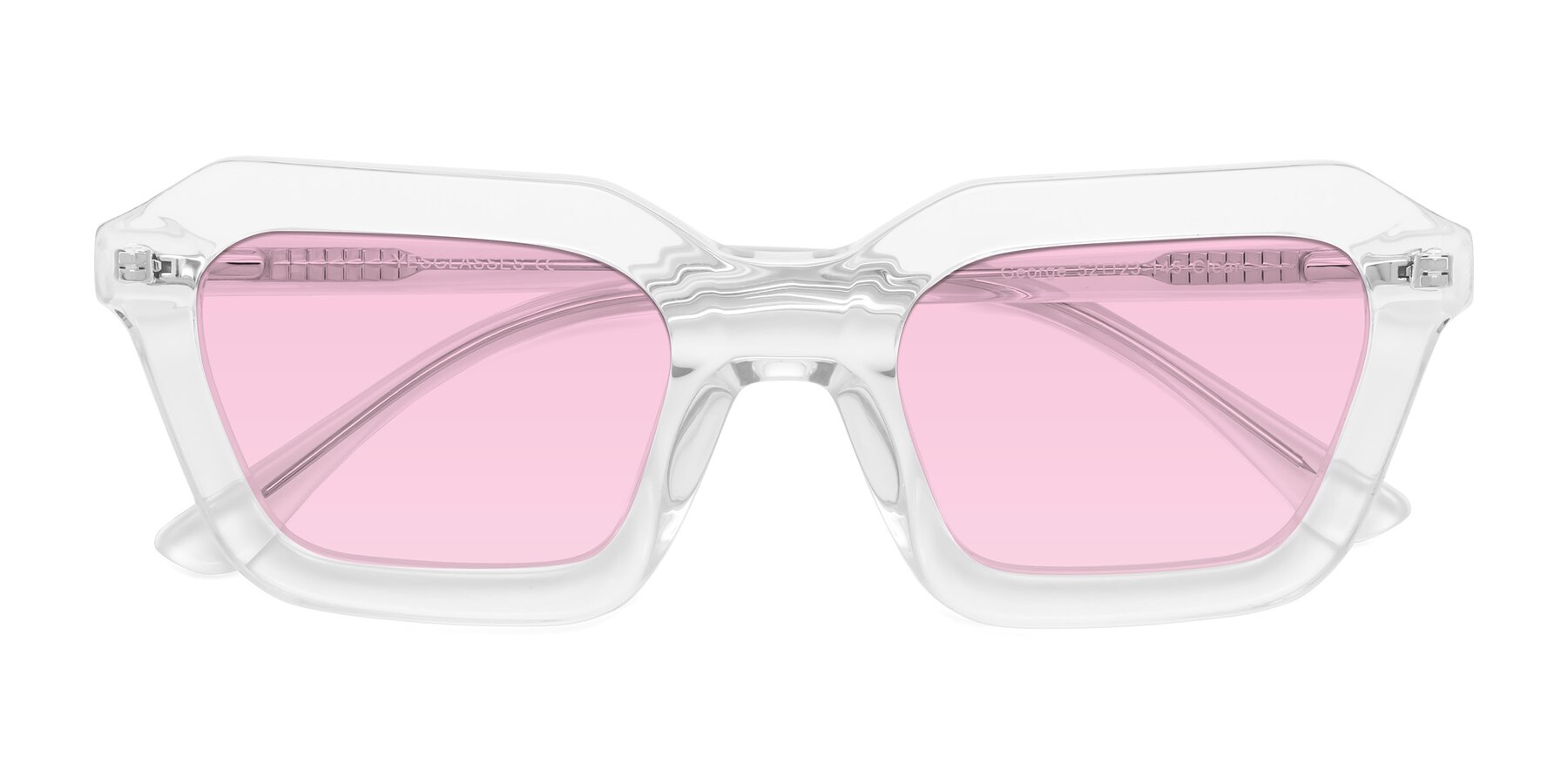 Folded Front of George in Clear with Light Pink Tinted Lenses