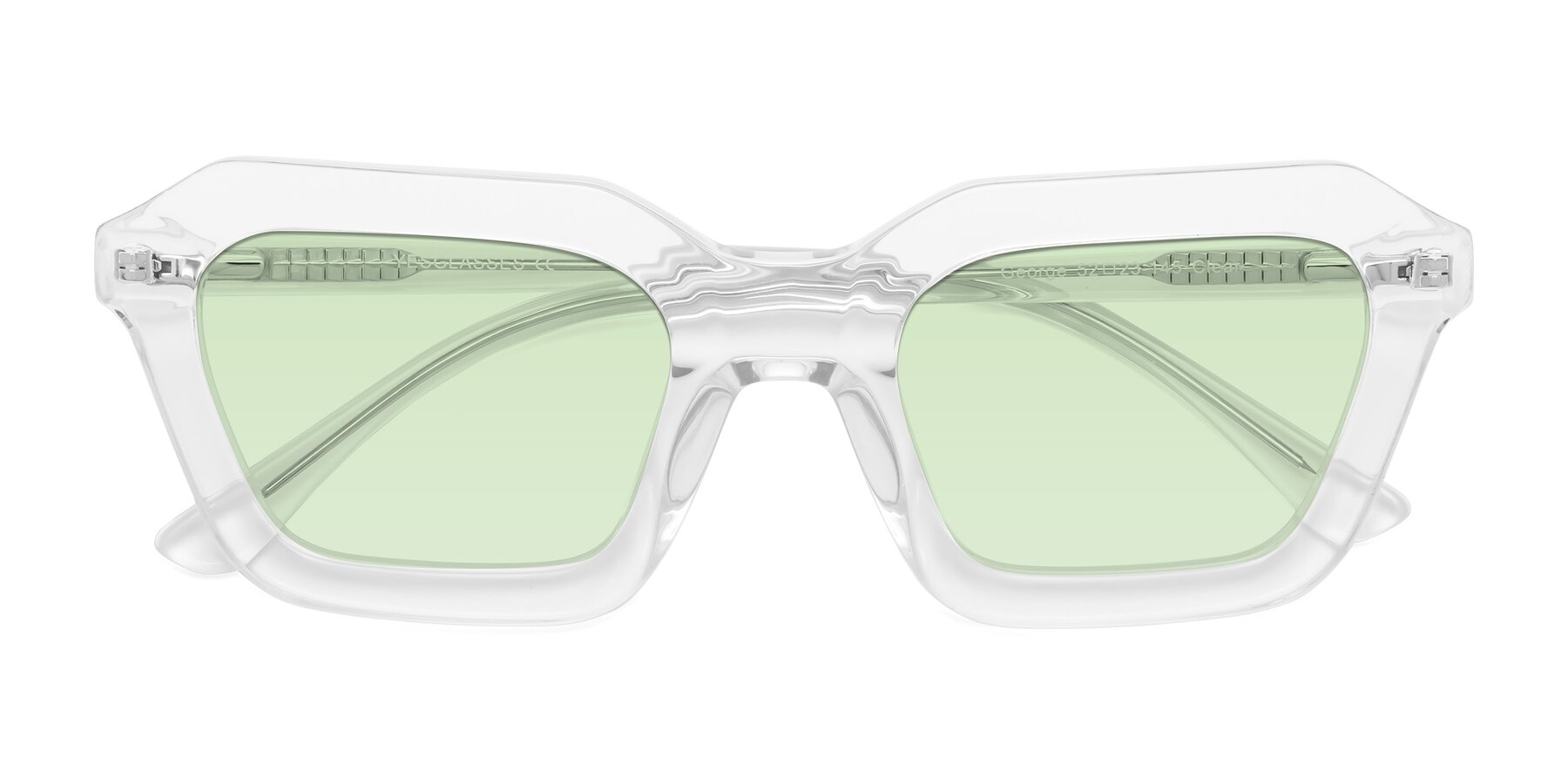 Folded Front of George in Clear with Light Green Tinted Lenses