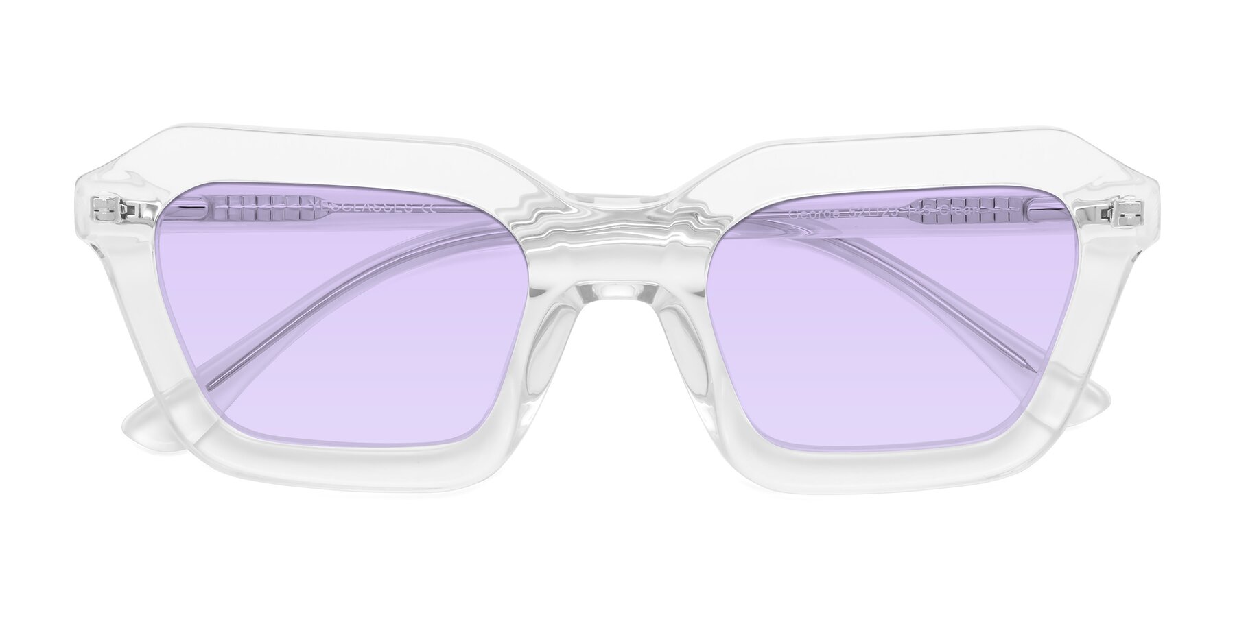Clear Thick Acetate Geometric Tinted Sunglasses with Light Purple Sunwear  Lenses - George