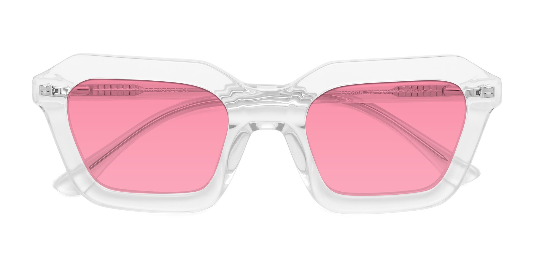 Folded Front of George in Clear with Pink Tinted Lenses