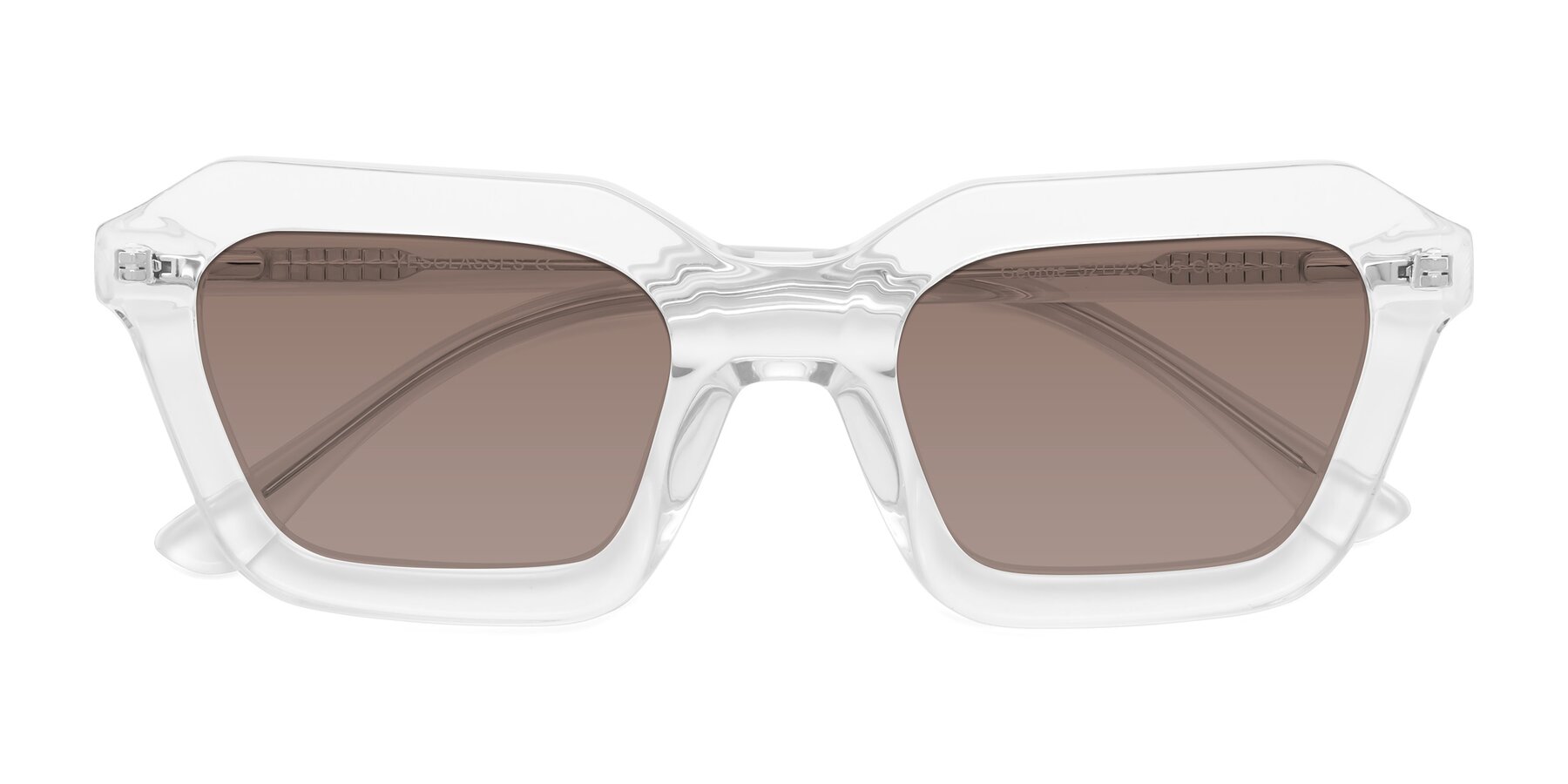 Folded Front of George in Clear with Medium Brown Tinted Lenses