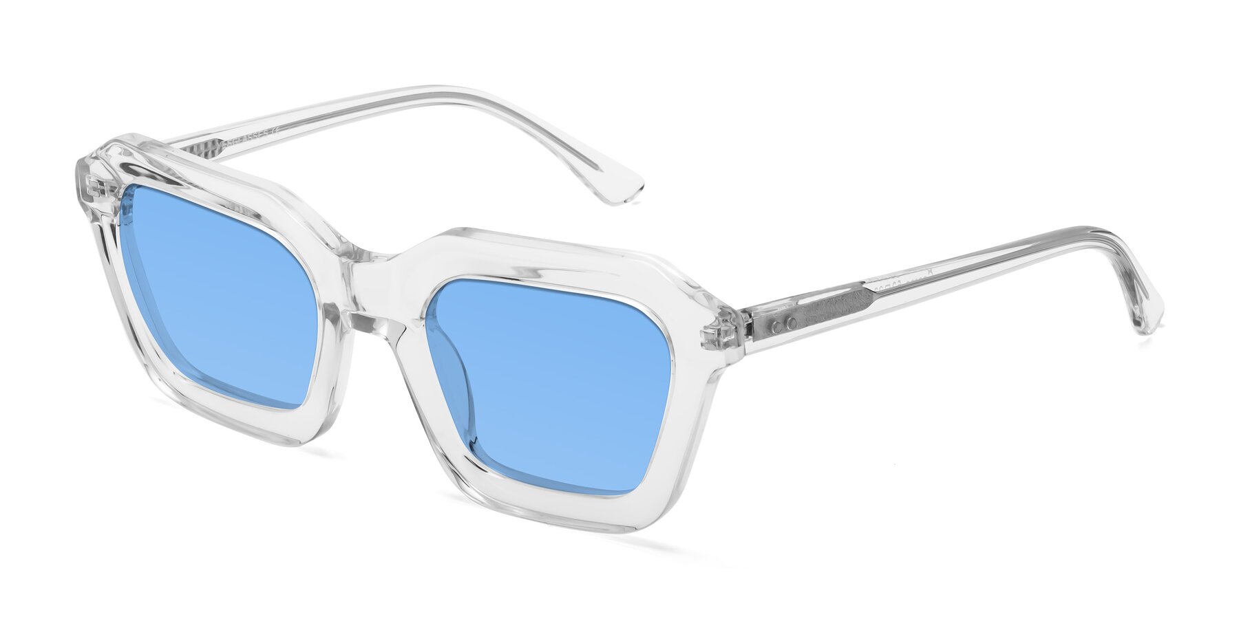 Angle of George in Clear with Medium Blue Tinted Lenses