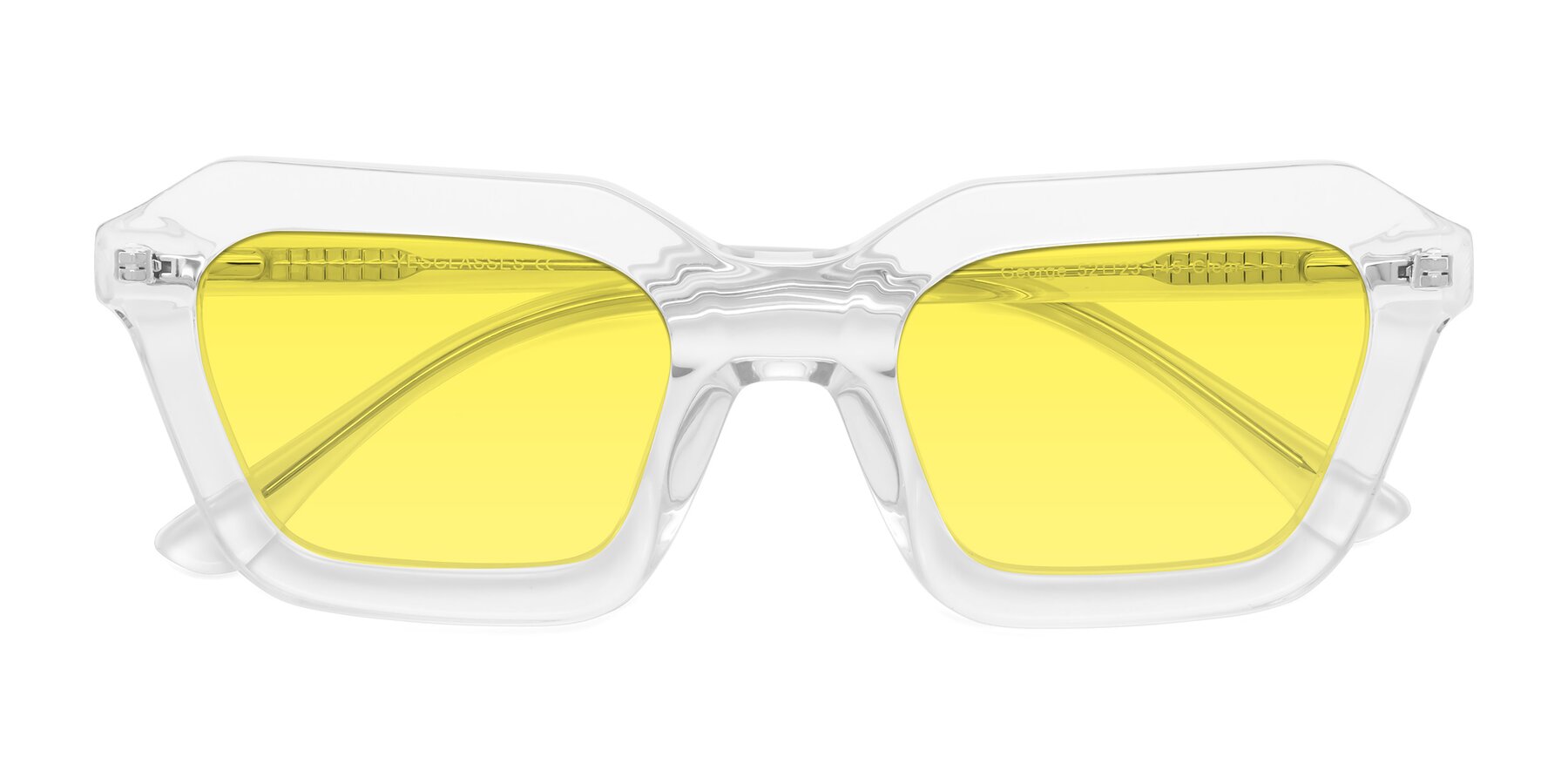 Folded Front of George in Clear with Medium Yellow Tinted Lenses