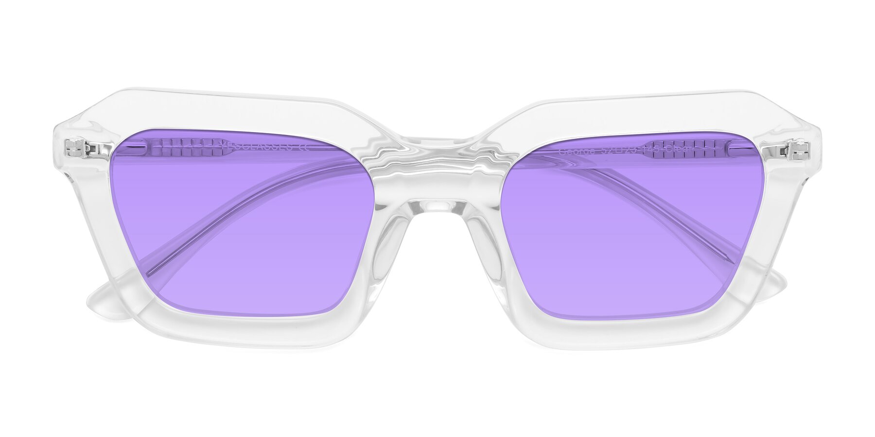 Folded Front of George in Clear with Medium Purple Tinted Lenses