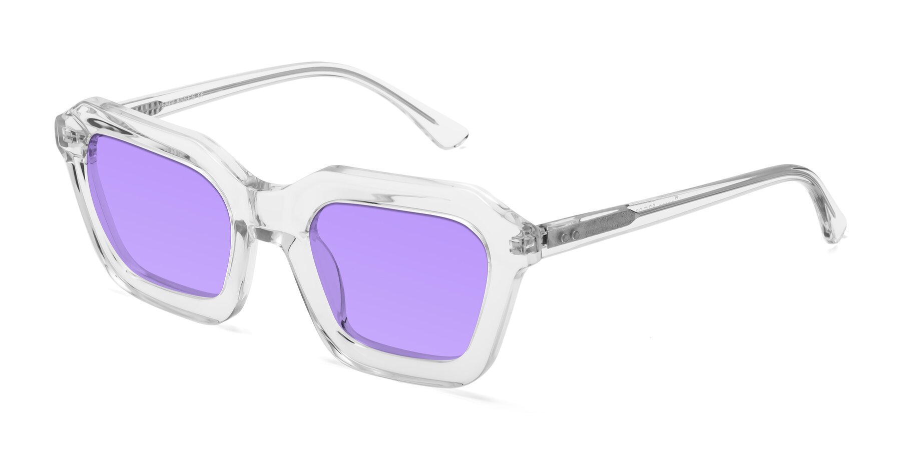 Angle of George in Clear with Medium Purple Tinted Lenses