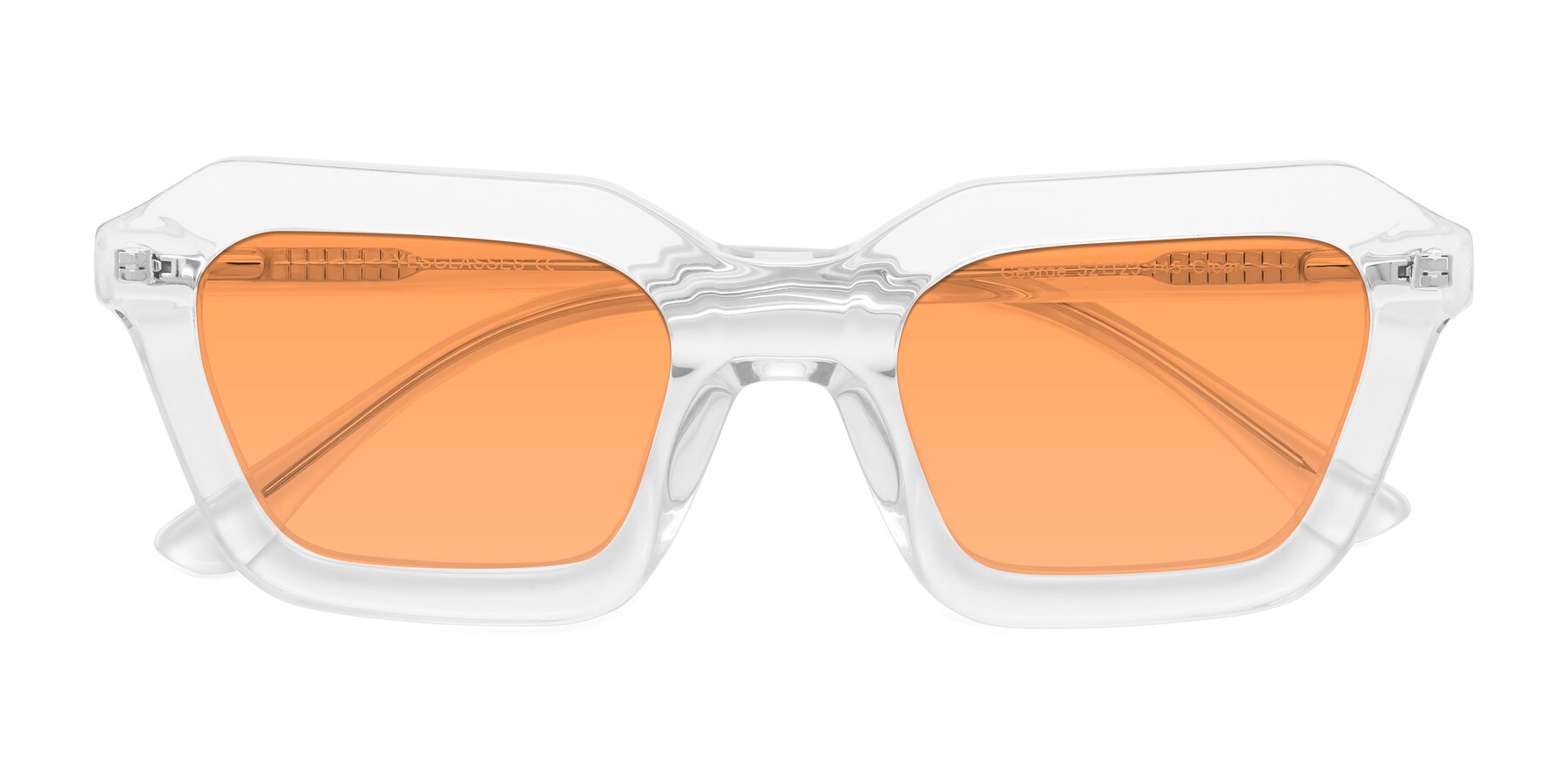 Folded Front of George in Clear with Medium Orange Tinted Lenses