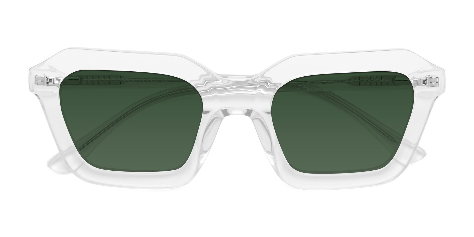 Folded Front of George in Clear with Green Tinted Lenses