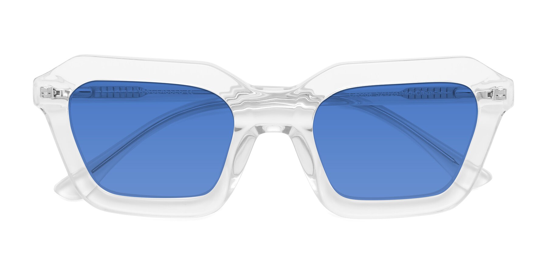 Folded Front of George in Clear with Blue Tinted Lenses