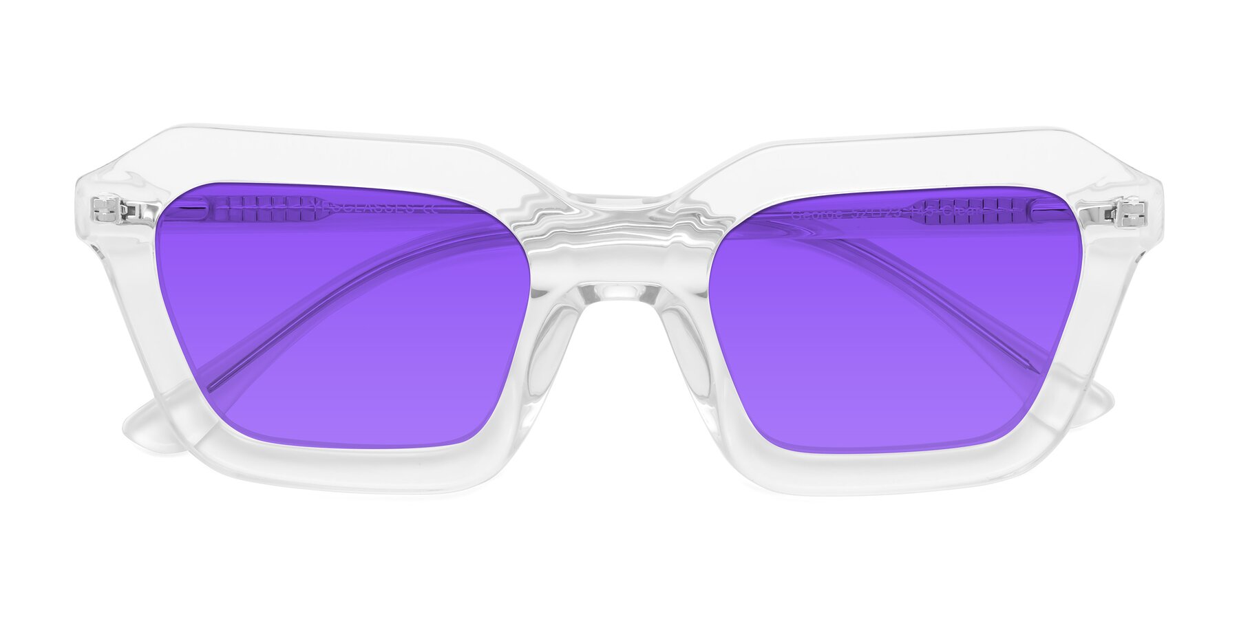 Folded Front of George in Clear with Purple Tinted Lenses