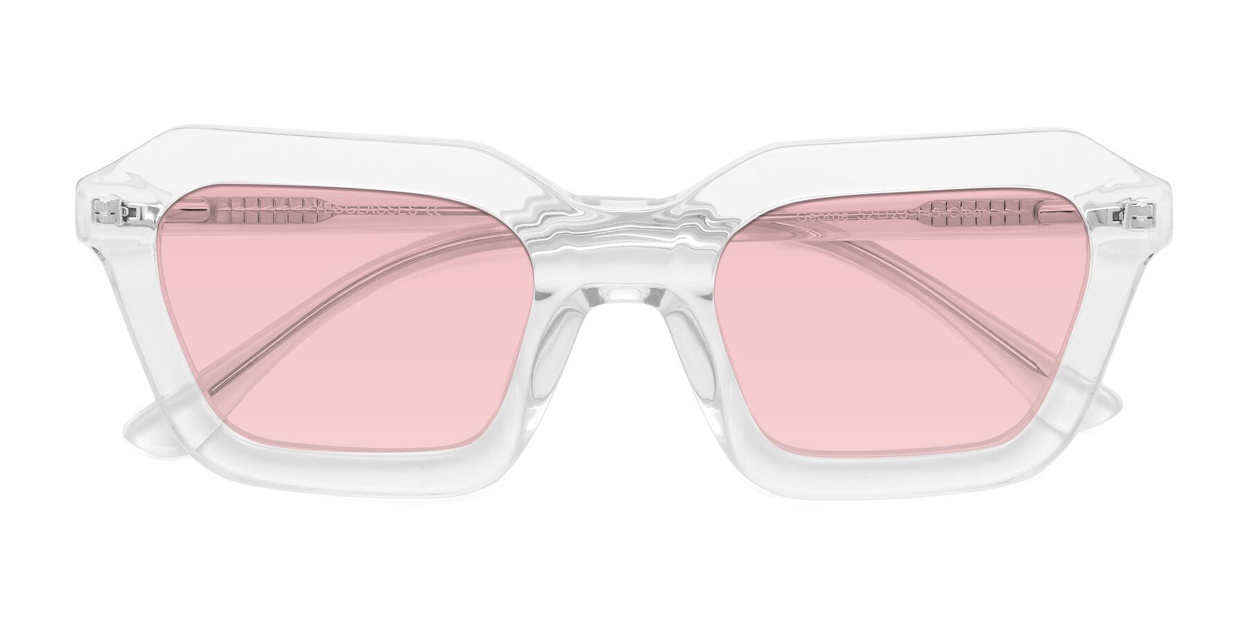 Folded Front of George in Clear with Light Garnet Tinted Lenses