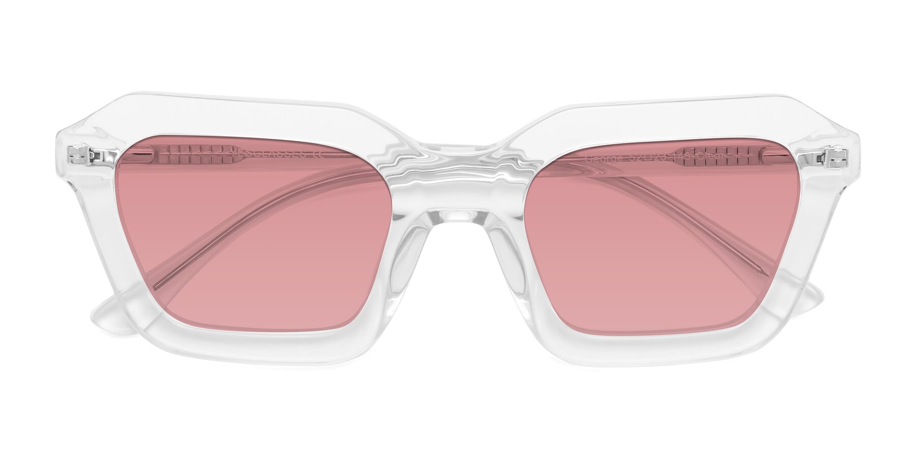 Folded Front of George in Clear with Medium Garnet Tinted Lenses