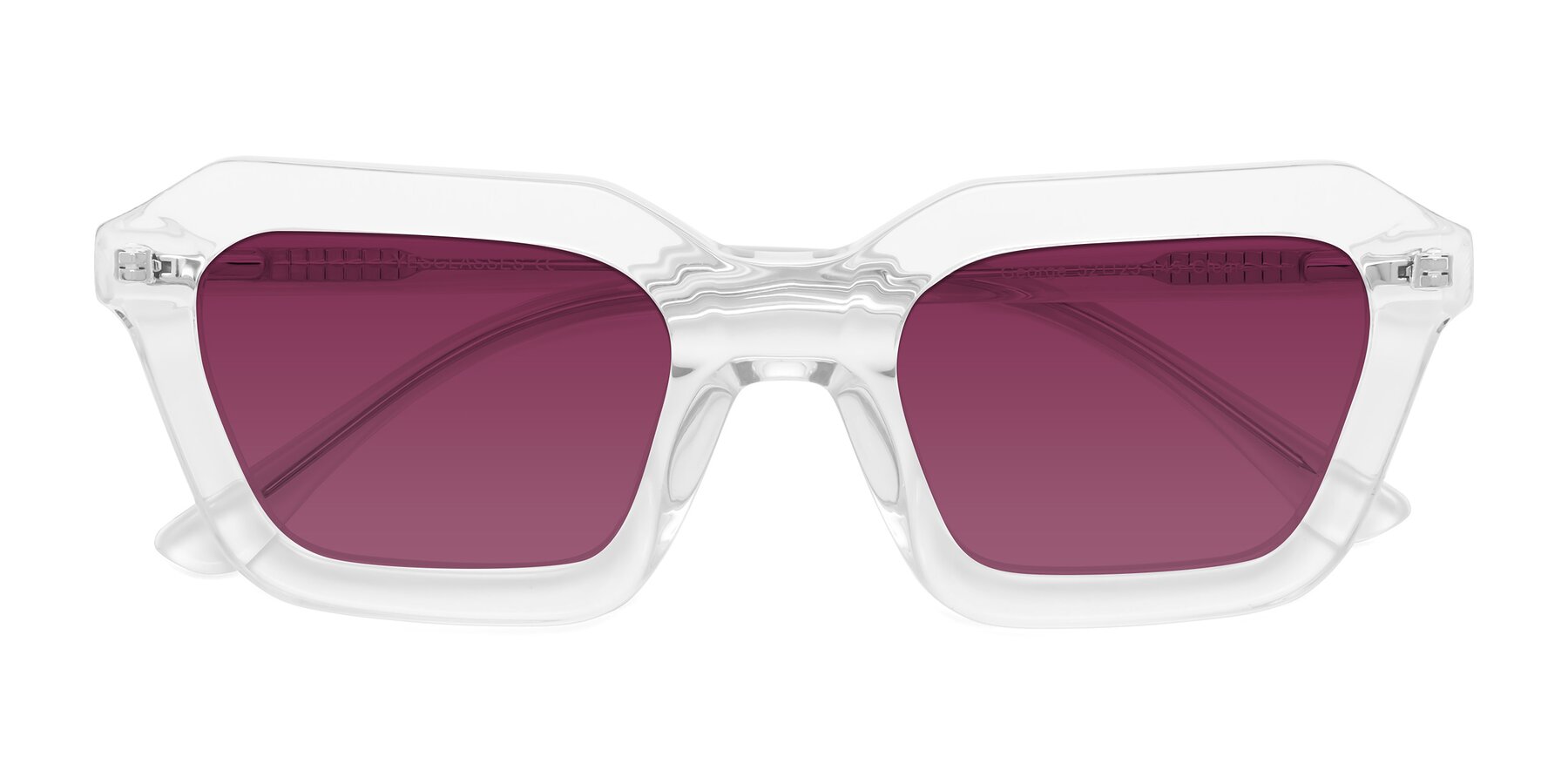 Folded Front of George in Clear with Wine Tinted Lenses