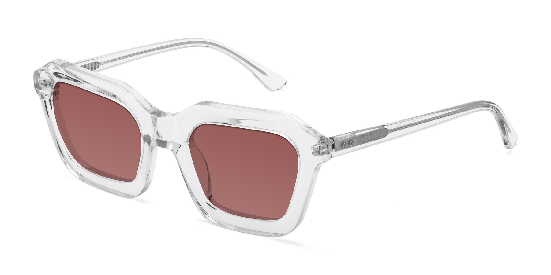 Angle of George in Clear with Garnet Tinted Lenses