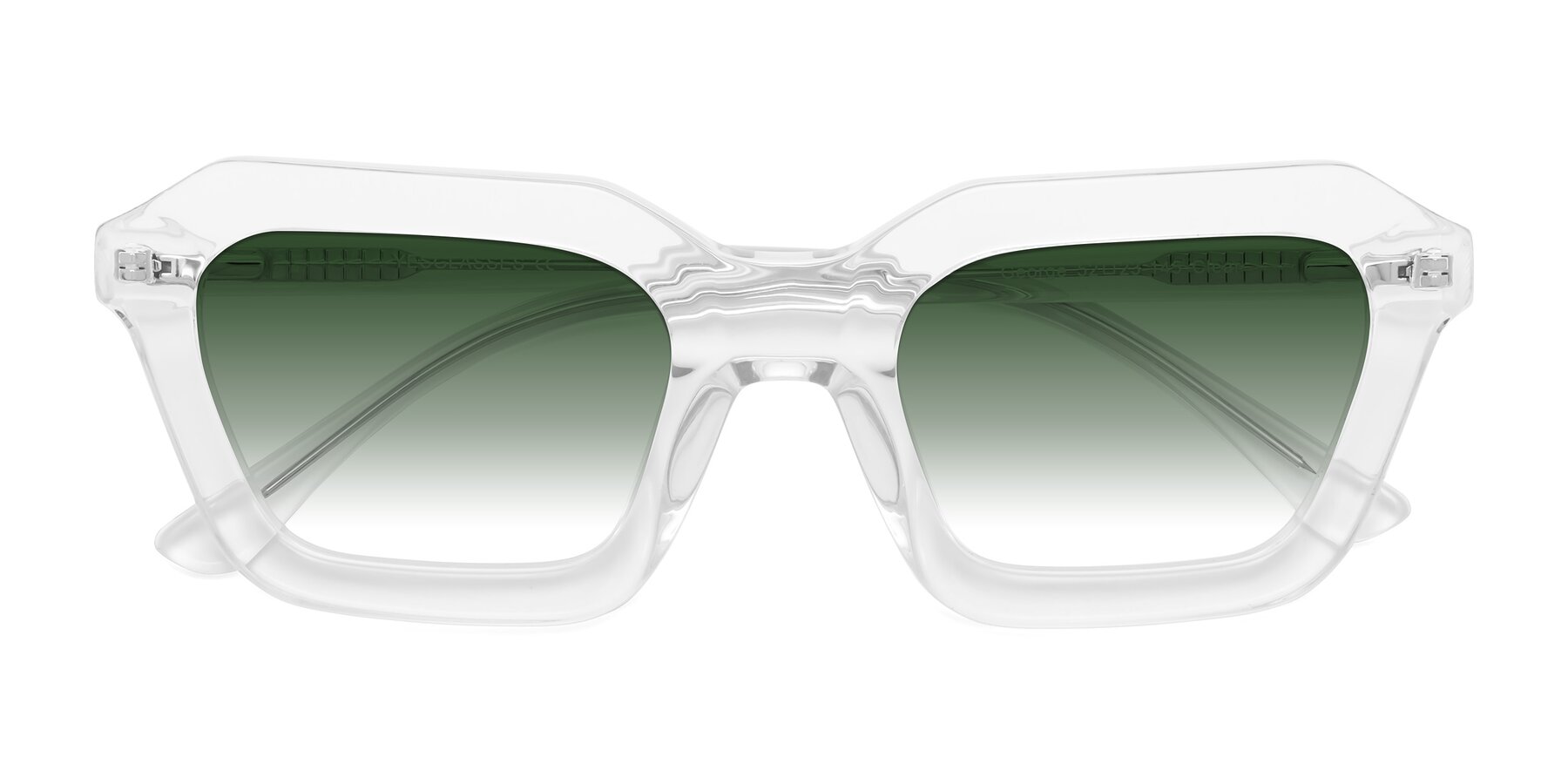Folded Front of George in Clear with Green Gradient Lenses