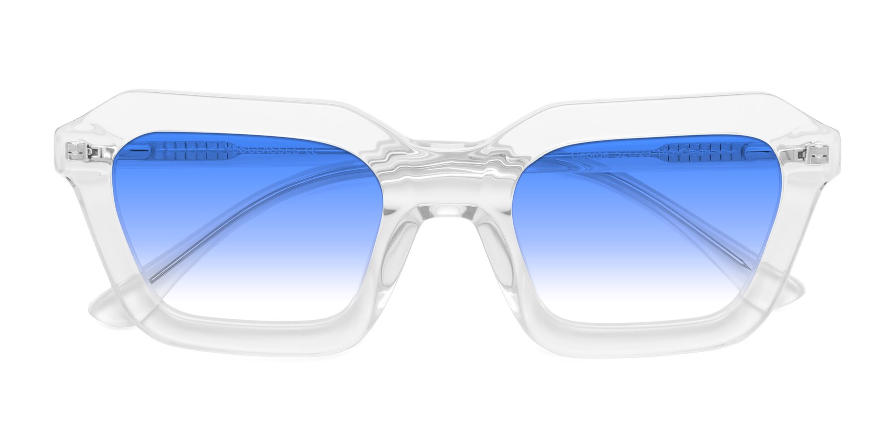 Folded Front of George in Clear with Blue Gradient Lenses