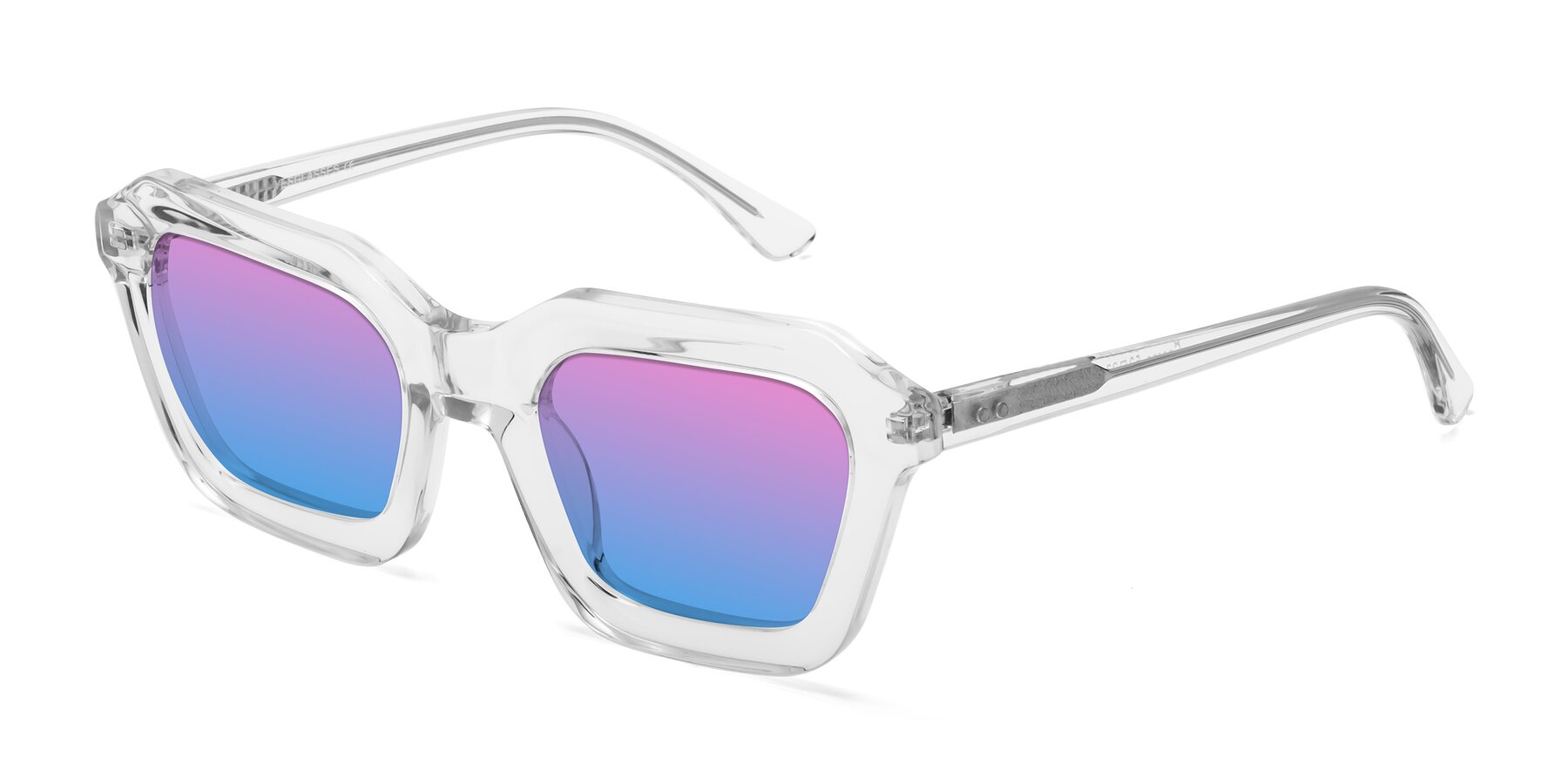 Angle of George in Clear with Pink / Blue Gradient Lenses