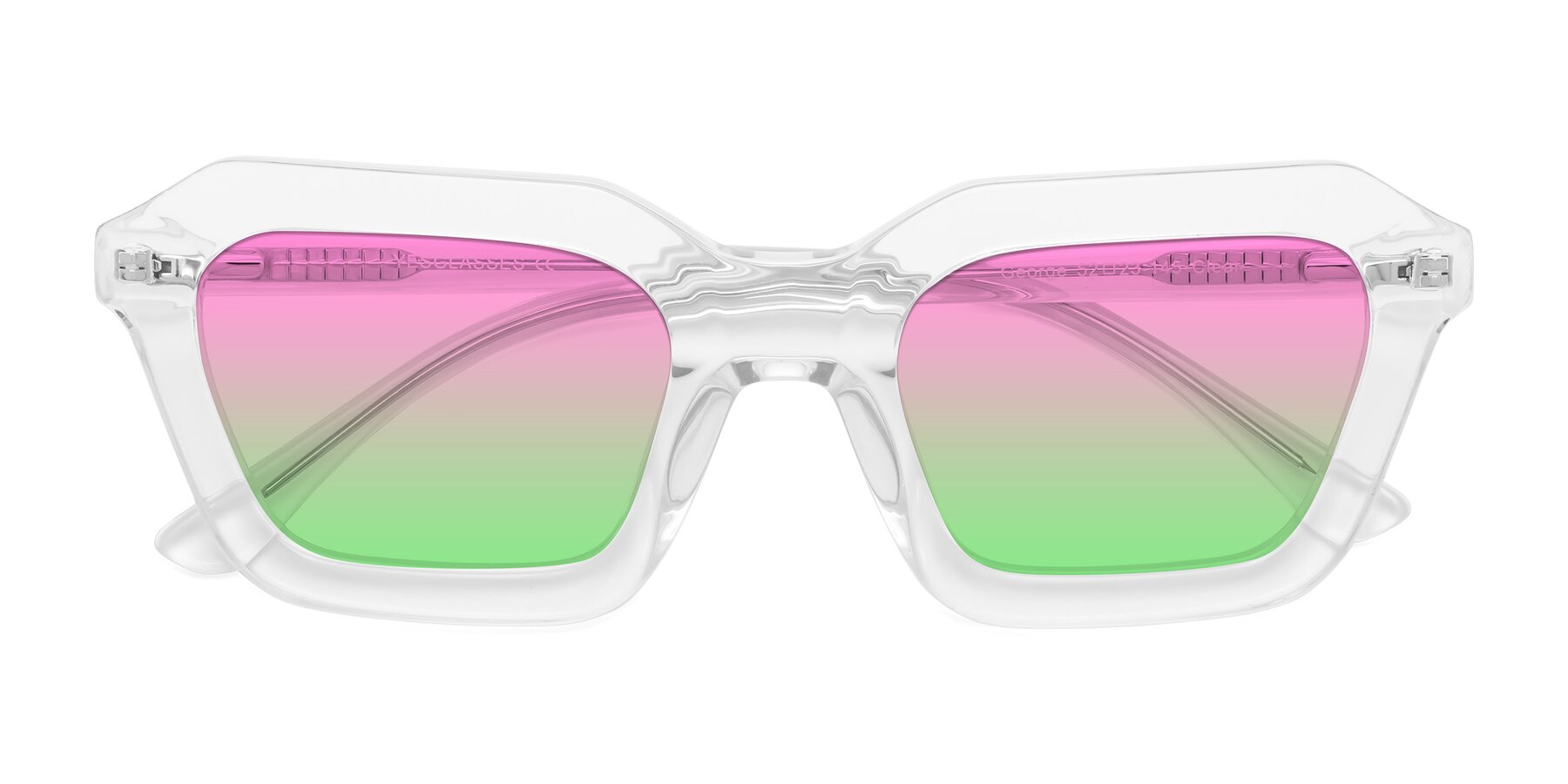 Folded Front of George in Clear with Pink / Green Gradient Lenses